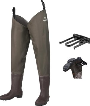 Hip Waders Waterproof Hip Boots Cleated 2-Ply Nylon/PVC Fishing Hip Wader
