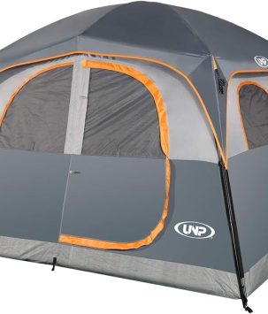 UNP Tents 6 Person Waterproof Windproof Easy Setup,Double Layer Family Camping Tent with 1 Mesh Door & 5 Large Mesh Windows -10'X9'X78in(H)